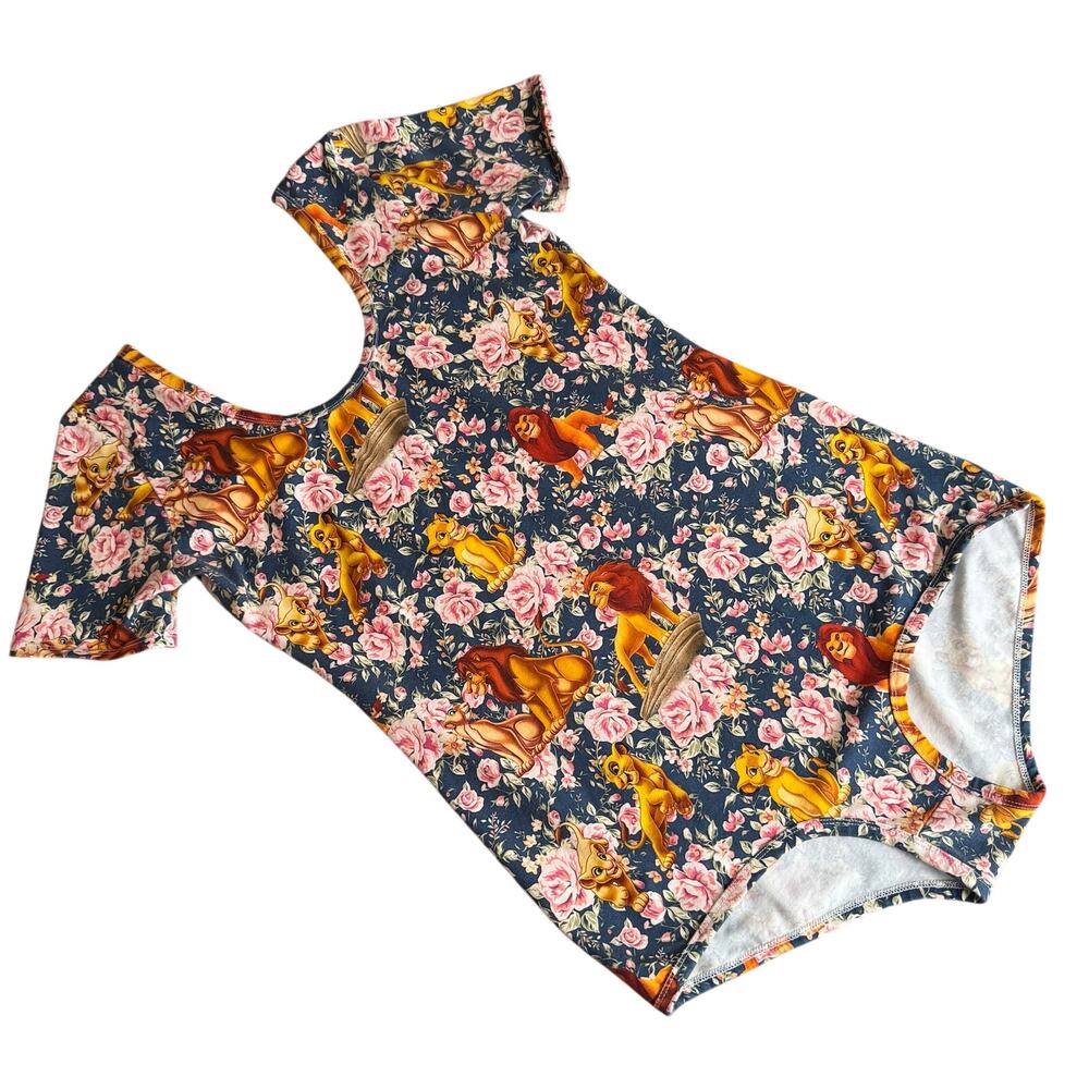 Wild‎ Rich Kids Disney Lion King Bodysuit Womens 12 Blue Multi Floral Boho